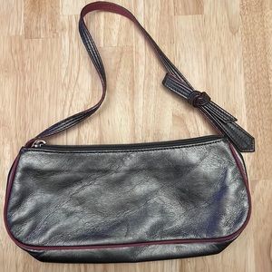 Vintage Liz Claiborne - Small Metallic Silver Handbag w/ Pink Details